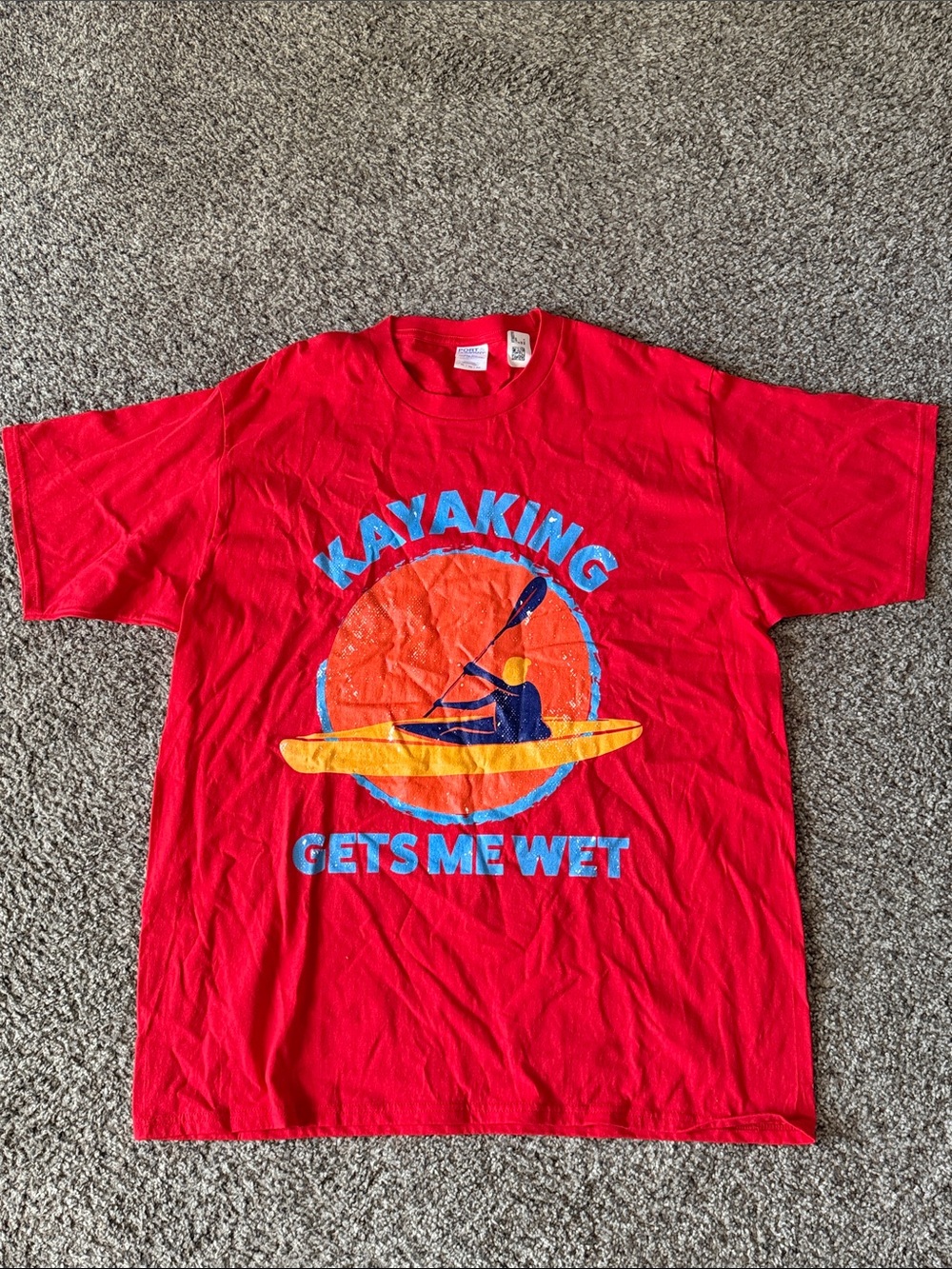 Red 'Kayaking Gets Me Wet' Graphic Tee